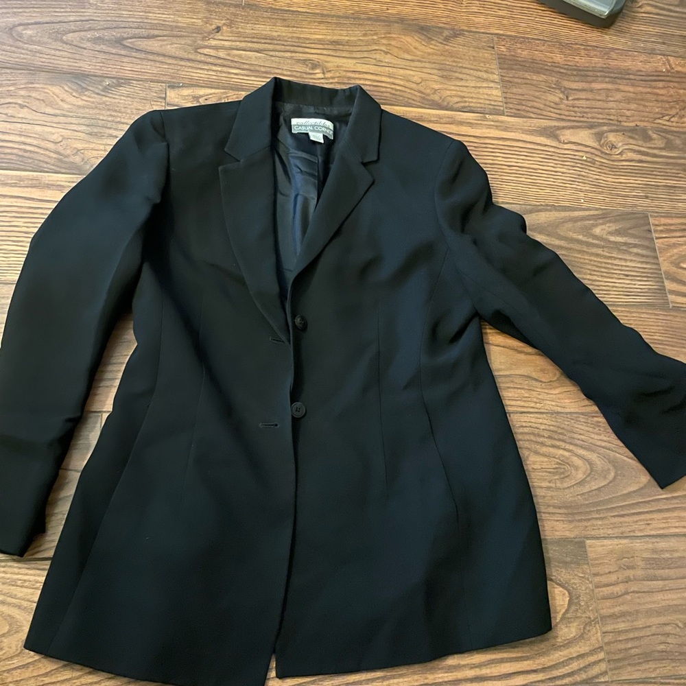 Casual corner black blazer and black skirt
